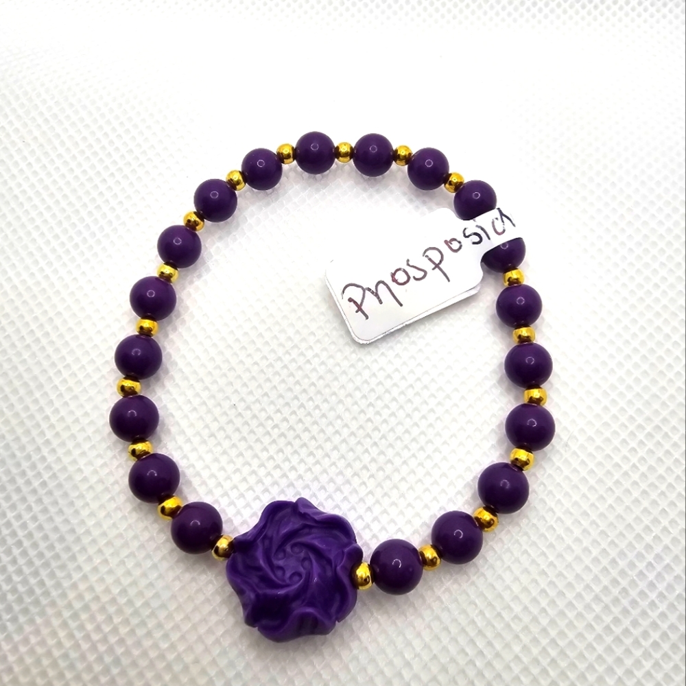 Phosphosiderite Stone Flower Bracelet